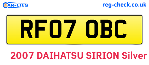 RF07OBC are the vehicle registration plates.