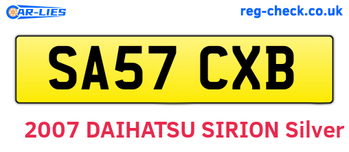 SA57CXB are the vehicle registration plates.