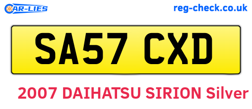 SA57CXD are the vehicle registration plates.