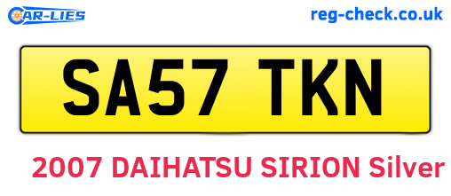SA57TKN are the vehicle registration plates.