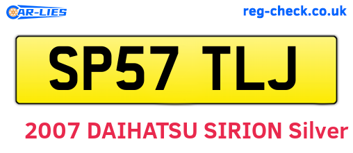 SP57TLJ are the vehicle registration plates.