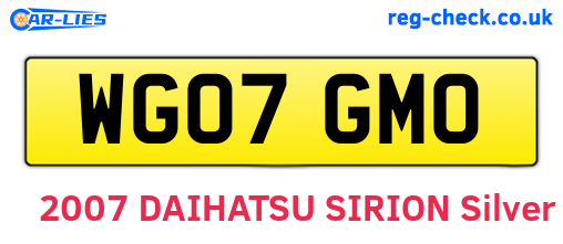 WG07GMO are the vehicle registration plates.