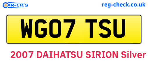 WG07TSU are the vehicle registration plates.