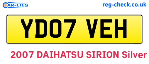 YD07VEH are the vehicle registration plates.