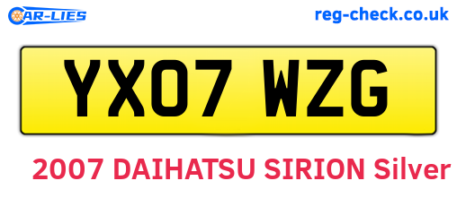 YX07WZG are the vehicle registration plates.