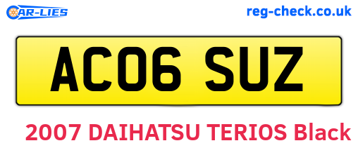 AC06SUZ are the vehicle registration plates.