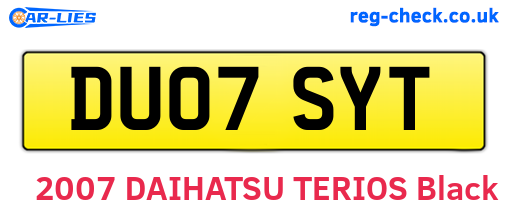 DU07SYT are the vehicle registration plates.