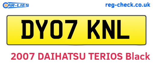 DY07KNL are the vehicle registration plates.