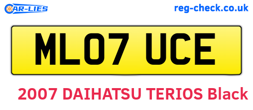 ML07UCE are the vehicle registration plates.