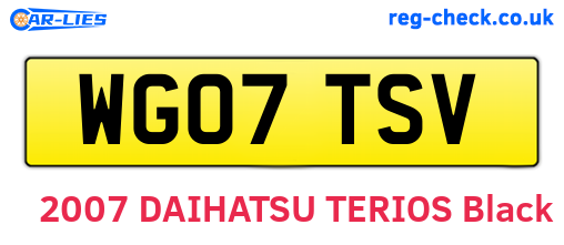 WG07TSV are the vehicle registration plates.