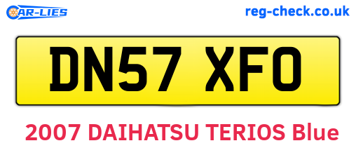 DN57XFO are the vehicle registration plates.