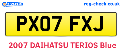 PX07FXJ are the vehicle registration plates.