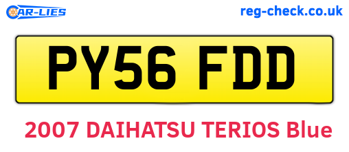 PY56FDD are the vehicle registration plates.