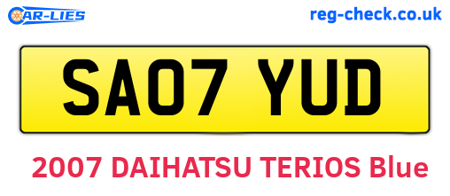 SA07YUD are the vehicle registration plates.