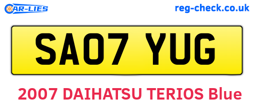 SA07YUG are the vehicle registration plates.