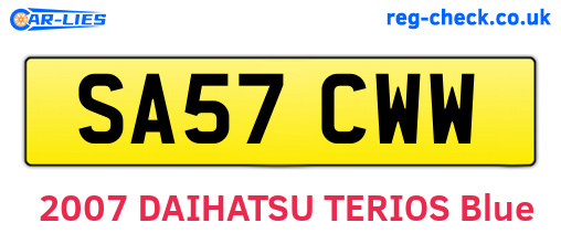 SA57CWW are the vehicle registration plates.