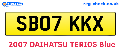SB07KKX are the vehicle registration plates.
