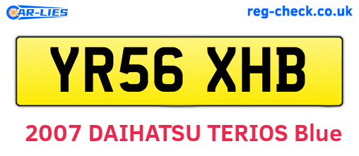 YR56XHB are the vehicle registration plates.