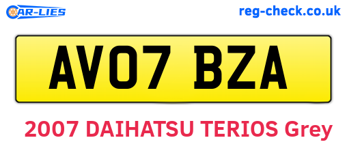 AV07BZA are the vehicle registration plates.