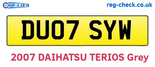 DU07SYW are the vehicle registration plates.
