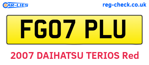 FG07PLU are the vehicle registration plates.
