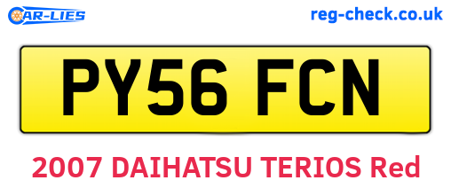 PY56FCN are the vehicle registration plates.