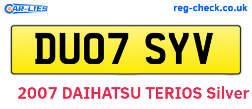 DU07SYV are the vehicle registration plates.