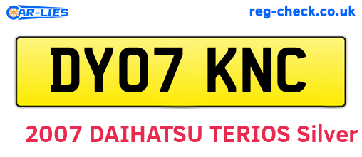 DY07KNC are the vehicle registration plates.