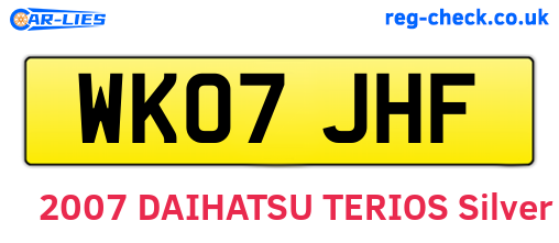 WK07JHF are the vehicle registration plates.
