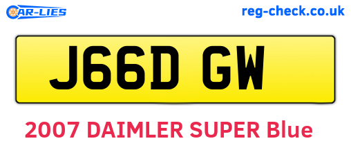 J66DGW are the vehicle registration plates.