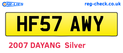HF57AWY are the vehicle registration plates.