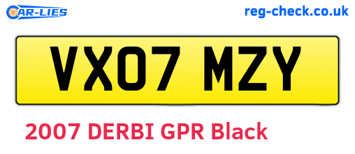 VX07MZY are the vehicle registration plates.