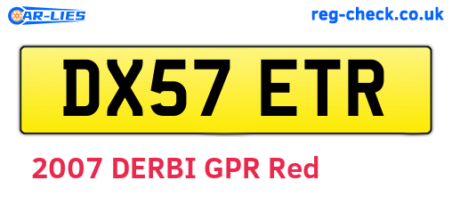 DX57ETR are the vehicle registration plates.