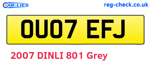 OU07EFJ are the vehicle registration plates.