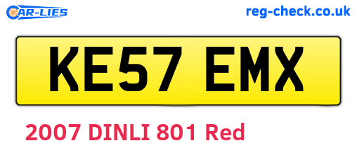 KE57EMX are the vehicle registration plates.