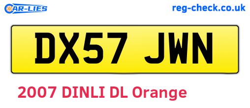DX57JWN are the vehicle registration plates.