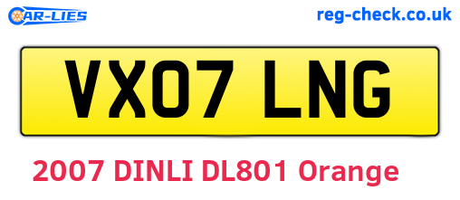 VX07LNG are the vehicle registration plates.