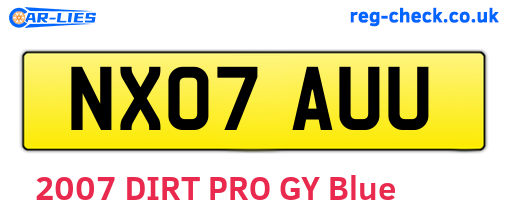 NX07AUU are the vehicle registration plates.