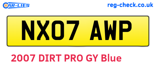 NX07AWP are the vehicle registration plates.