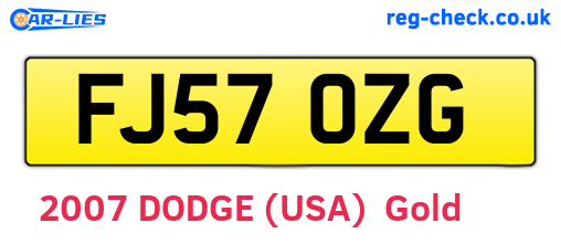 FJ57OZG are the vehicle registration plates.