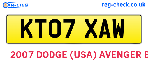 KT07XAW are the vehicle registration plates.