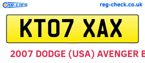 KT07XAX are the vehicle registration plates.