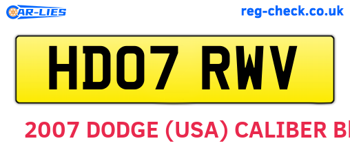 HD07RWV are the vehicle registration plates.