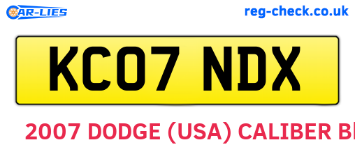 KC07NDX are the vehicle registration plates.