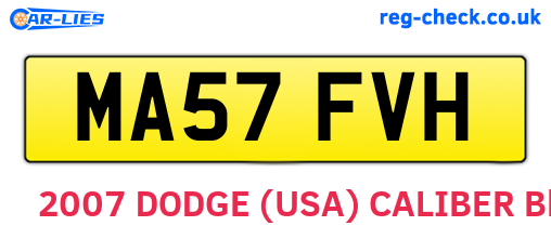 MA57FVH are the vehicle registration plates.