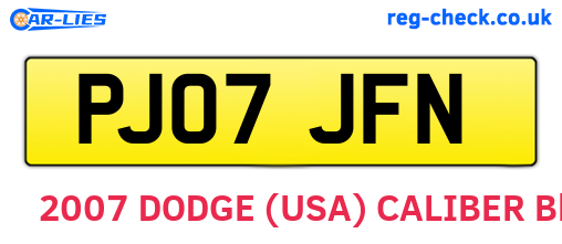 PJ07JFN are the vehicle registration plates.