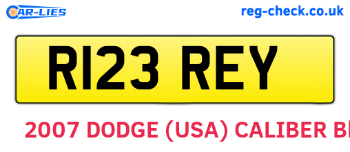 R123REY are the vehicle registration plates.