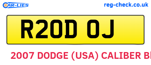 R20DOJ are the vehicle registration plates.