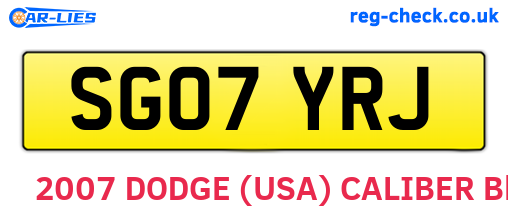 SG07YRJ are the vehicle registration plates.