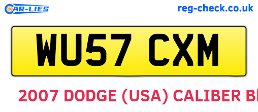 WU57CXM are the vehicle registration plates.
